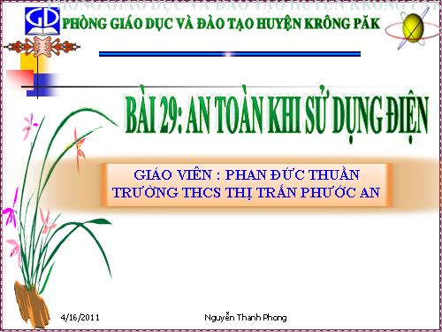 Bài 29. An toàn khi sử dụng điện