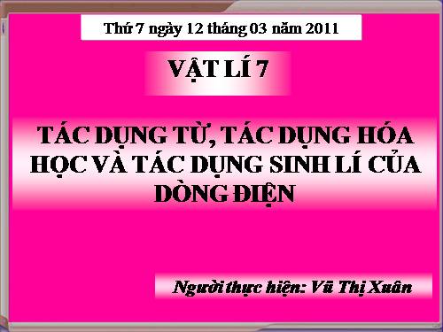 Bài 23. Tác dụng từ, tác dụng hoá học và tác dụng sinh lí của dòng điện