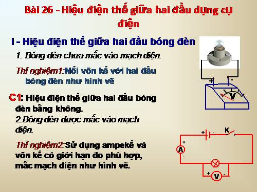 Bài 26. Hiệu điện thế giữa hai đầu dụng cụ dùng điện