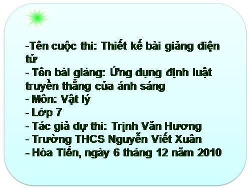 Bài 3. Ứng dụng định luật truyền thẳng của ánh sáng