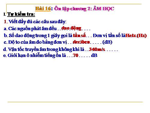 Bài 16. Tổng kết chương 2: Âm học