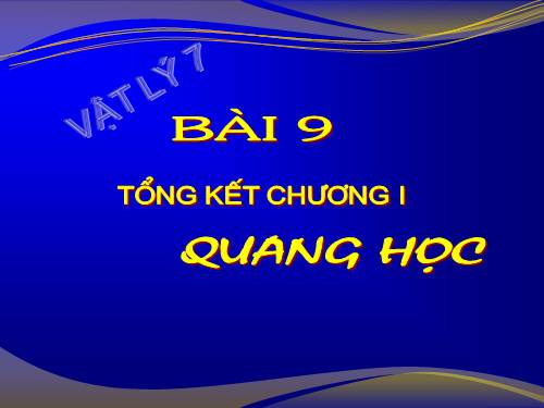 Bài 9. Tổng kết chương I: Quang học