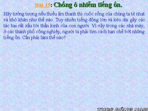 Bài 15. Chống ô nhiễm tiếng ồn
