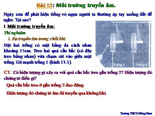 Bài 13. Môi trường truyền âm