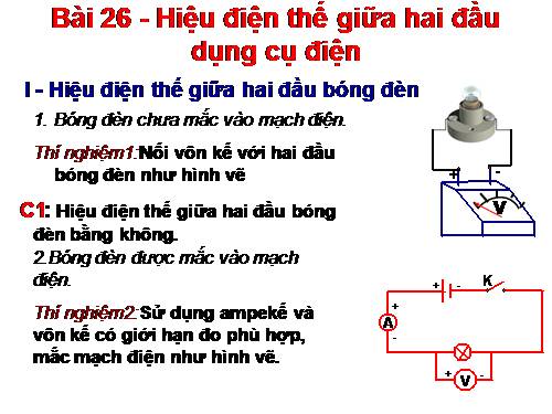 Bài 26. Hiệu điện thế giữa hai đầu dụng cụ dùng điện