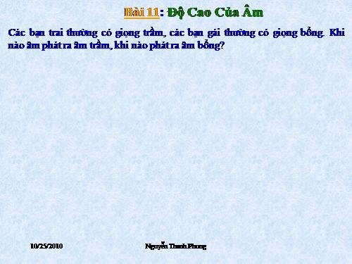 Bài 11. Độ cao của âm