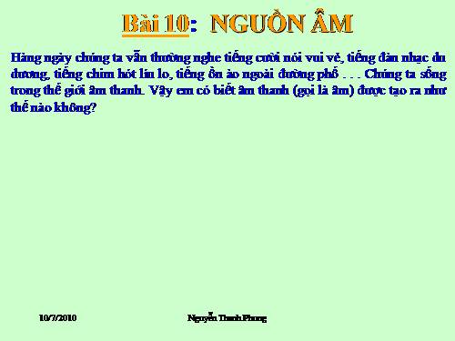 Bài 10. Nguồn âm