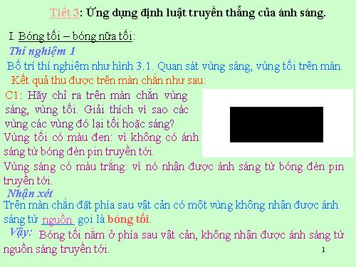 Bài 3. Ứng dụng định luật truyền thẳng của ánh sáng