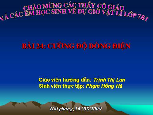 Bài 24. Cường độ dòng điện