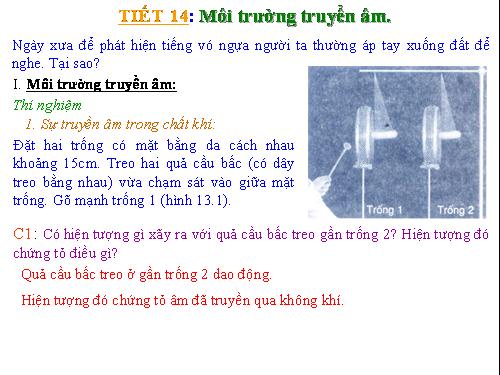 Bài 13. Môi trường truyền âm