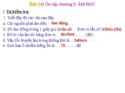 Bài 16. Tổng kết chương 2: Âm học