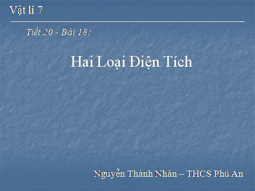 Bài 18. Hai loại điện tích