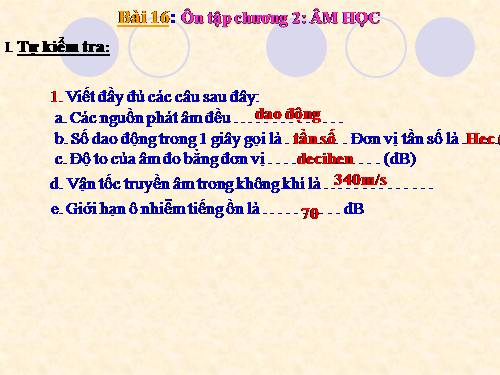 Bài 16. Tổng kết chương 2: Âm học