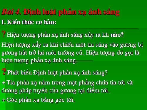 Bài 4. Định luật phản xạ ánh sáng