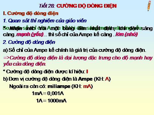 Bài 24. Cường độ dòng điện