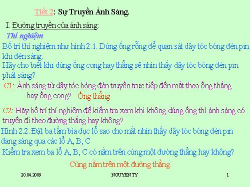 Bài 2. Sự truyền ánh sáng