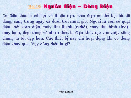 Bài 19. Dòng điện - Nguồn điện