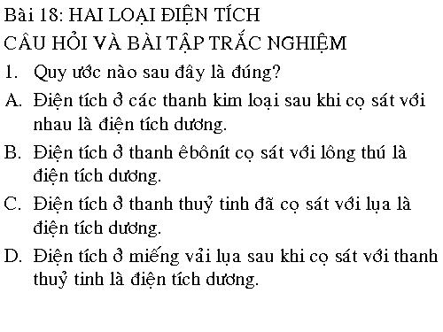 Bài 18. Hai loại điện tích