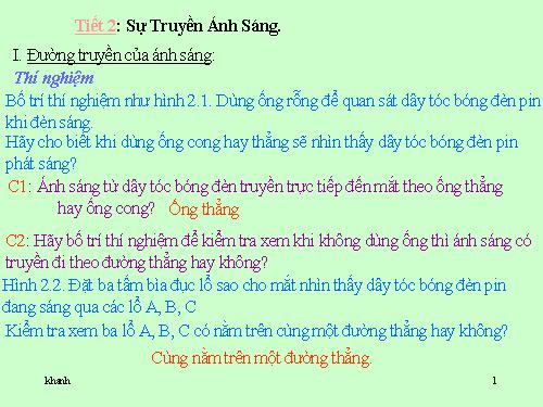 Bài 2. Sự truyền ánh sáng