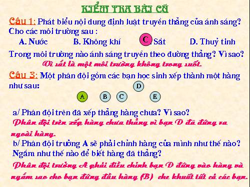 Bài 3. Ứng dụng định luật truyền thẳng của ánh sáng