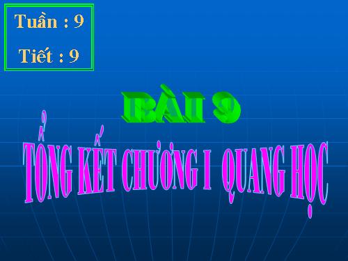 Bài 9. Tổng kết chương I: Quang học