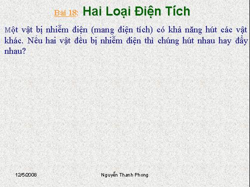 Bài 18. Hai loại điện tích