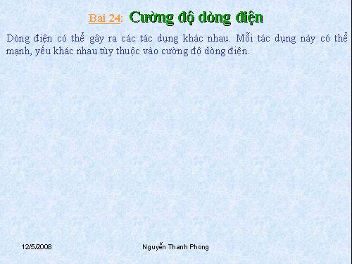 Bài 24. Cường độ dòng điện