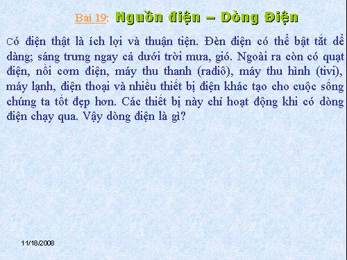 Bài 19. Dòng điện - Nguồn điện