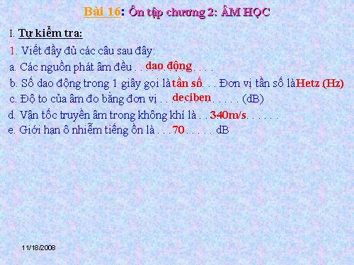 Bài 16. Tổng kết chương 2: Âm học