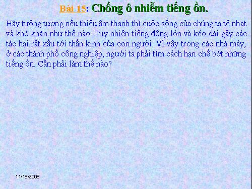 Bài 15. Chống ô nhiễm tiếng ồn