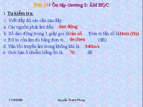 Bài 16. Tổng kết chương 2: Âm học