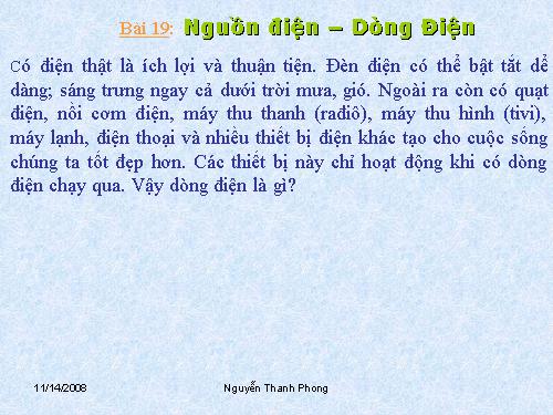 Bài 19. Dòng điện - Nguồn điện