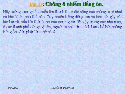 Bài 15. Chống ô nhiễm tiếng ồn