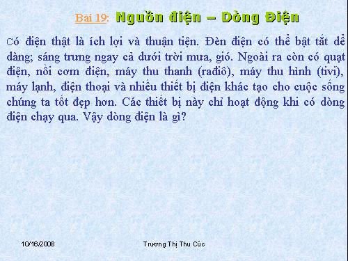 Bài 19. Dòng điện - Nguồn điện