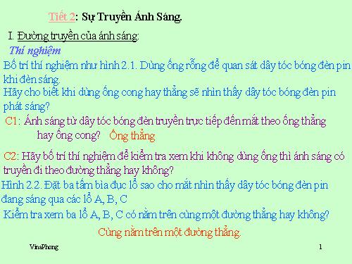 Bài 2. Sự truyền ánh sáng