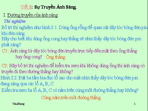 Bài 2. Sự truyền ánh sáng