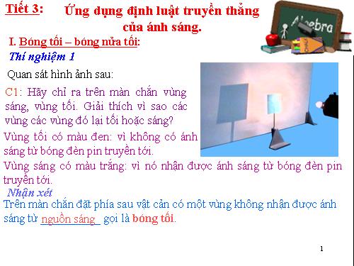 Bài 3. Ứng dụng định luật truyền thẳng của ánh sáng