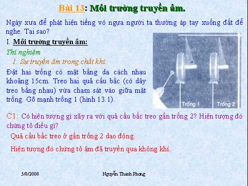 Bài 13. Môi trường truyền âm