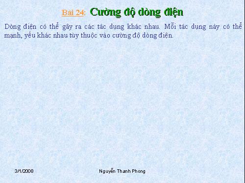 Bài 24. Cường độ dòng điện