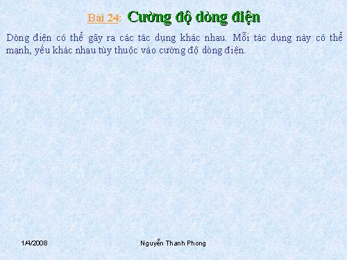 Bài 24. Cường độ dòng điện