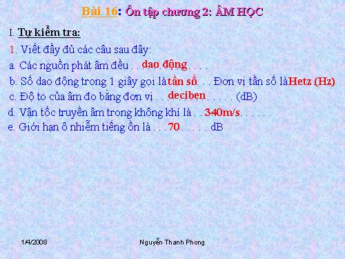 Bài 16. Tổng kết chương 2: Âm học