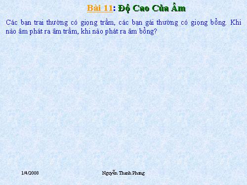 Bài 11. Độ cao của âm