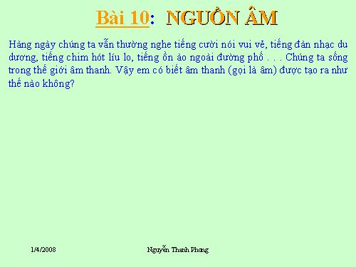 Bài 10. Nguồn âm