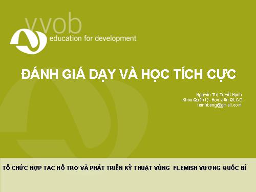 ĐÁNH GIÁ DẠY HỌC TÍCH CỰC