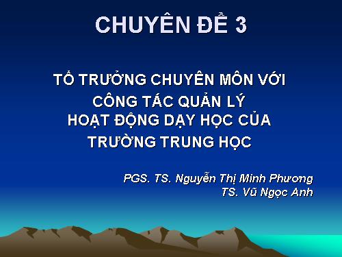 TỔ TRƯỞNG CHUYÊN ĐỀ 3
