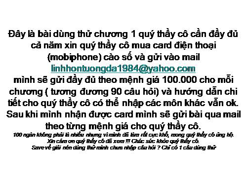 tro choi o chu co banrr full (100 ngàn) cho 90 câu hỏi tất cả các môn
