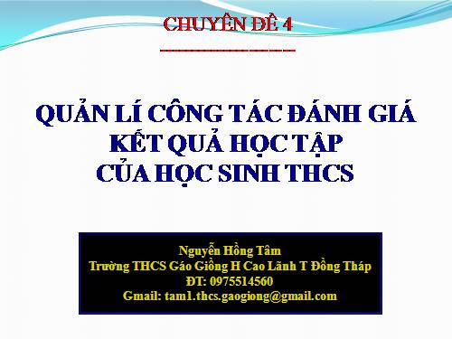 ĐÁNH GIÁ KẾT QUẢ HỌC TẬP HS-THCS Gáo Giồng