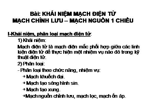 MẠCH ĐIỆN TỬ
