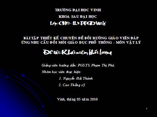 Khối lượng trong chương trình Vật lý PT
