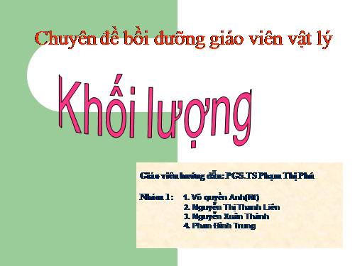 chuyên đề bồi dưỡng giáo viên vật lý